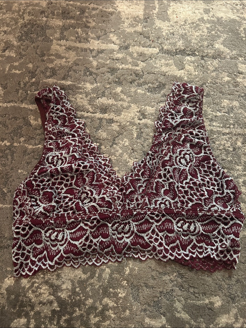 Lace Bralette in Burgundy with Blue Silver Accents
